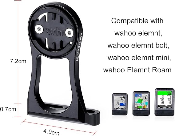 Bike Mount Aluminum Out Front Combo Mount for Wahoo | Out Front Bike Computer Combo Mount for Wahoo Elemnt, Bolt, Mini, Roam