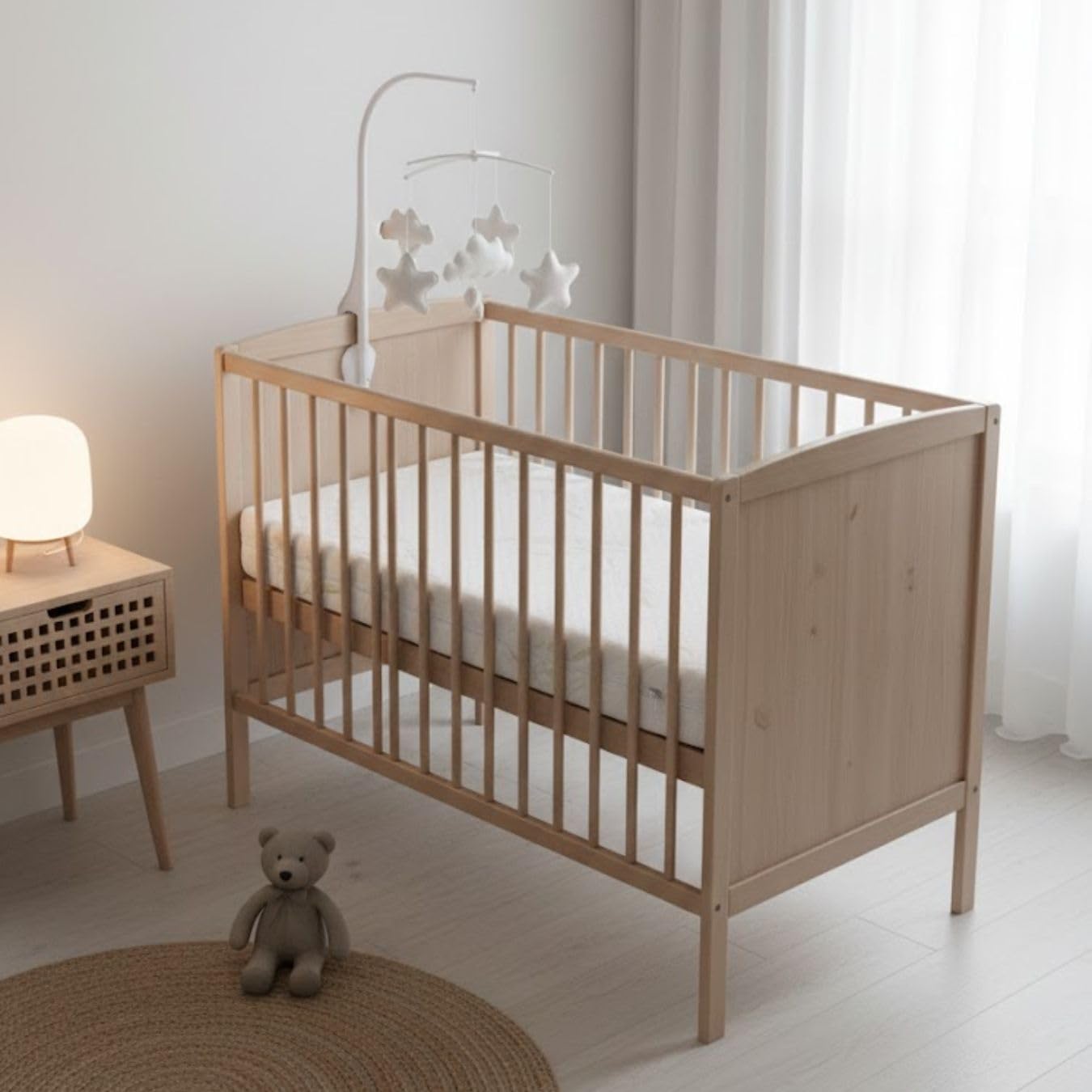 Materasso bambino 50x100 cm / 50 x 100 cm - Culla - Fodera in bambù | antibatterico | estate e inverno | double face | molto confortevole | Produzione francese 50 x 100 cm | Oeko tex® | bianco |