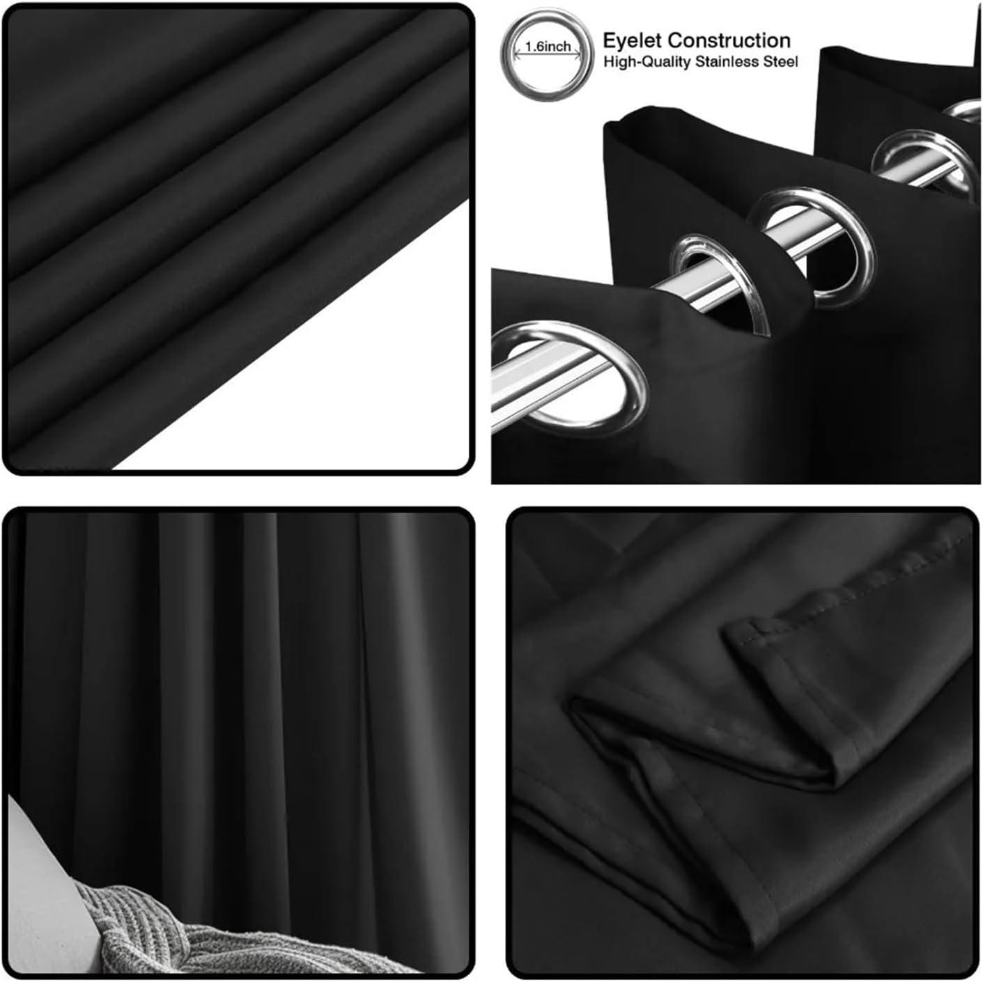Thermal Insulated Blackout Curtains Blackout Curtain Thermal Insulated Grommet Panels Light Reducing Shade Drapes(117x137cm)