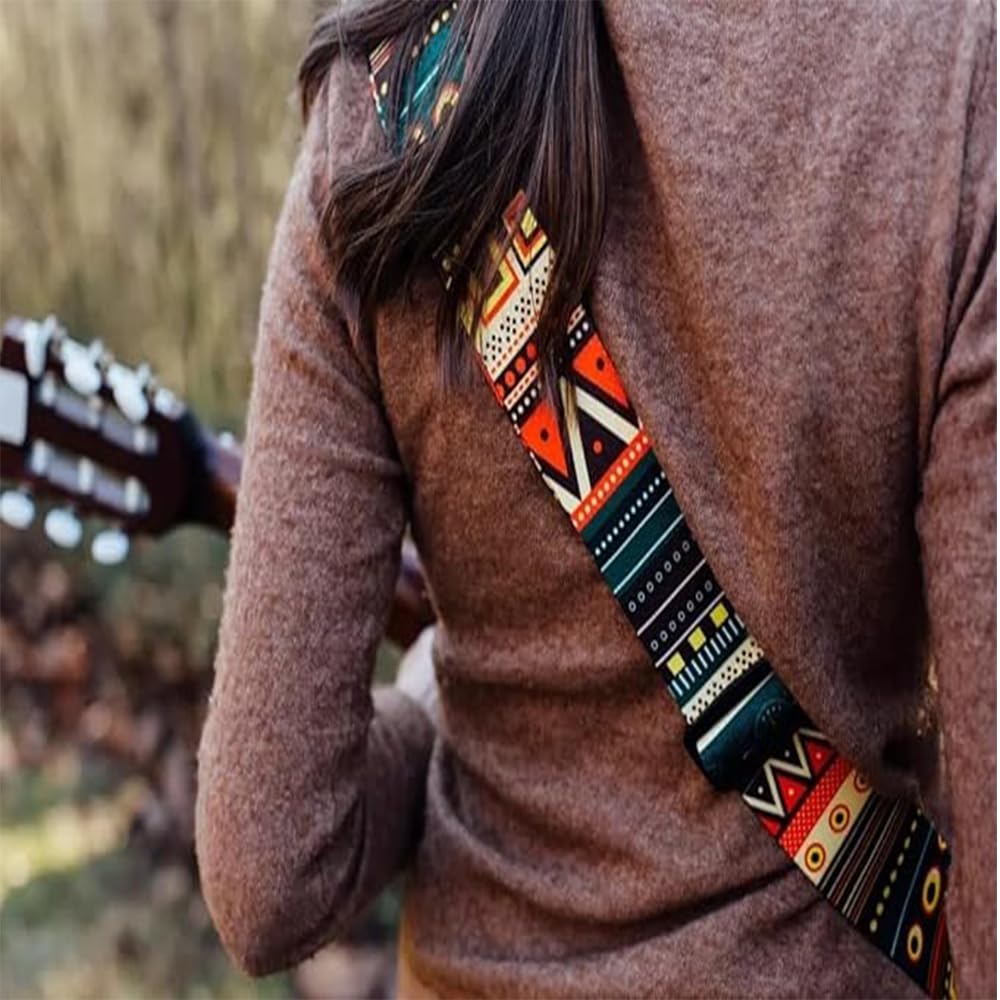MOCKING BIRD Guitar Strap for Acoustic Adjustable Buckle Electric Guitar Strap Polyester Guitar Belt For Acoustic/Bass/Electric Guitar (Bohemian) - Image 4 thumbnail