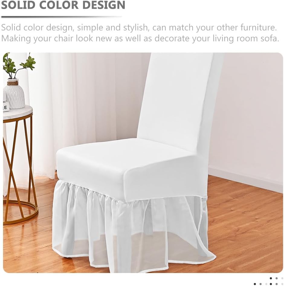 Cabilock Chair Covers for Dining Room, Restaurant Skirt Chair Cover Stretch Parsons Slipcovers Seat Protector Cover for Office Chairs Armless Chair White