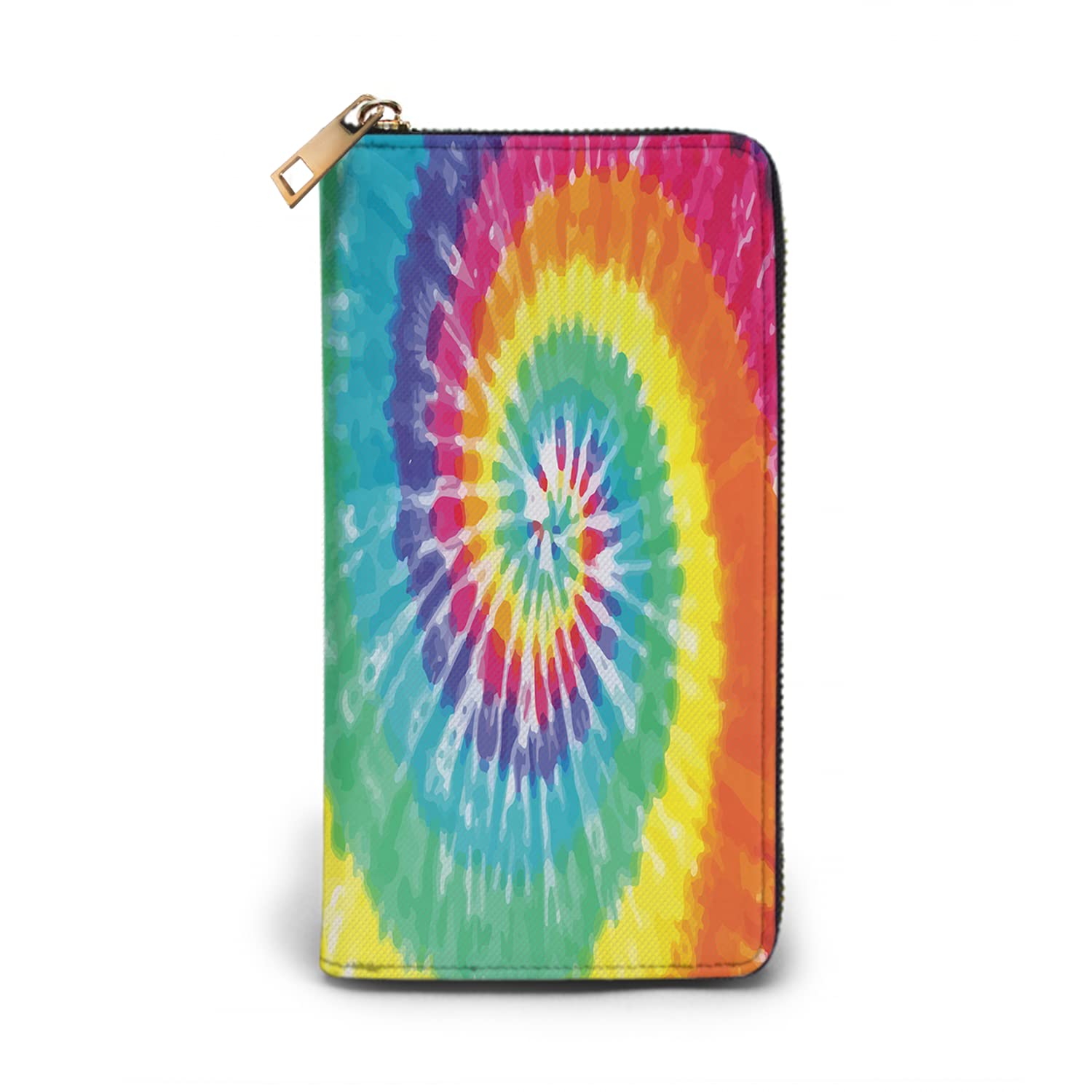 LANEABUYWomens Wallet Leather Wallet RFID Blocking Zip Around Clutch Purse, Fashion Tie Dye, one size