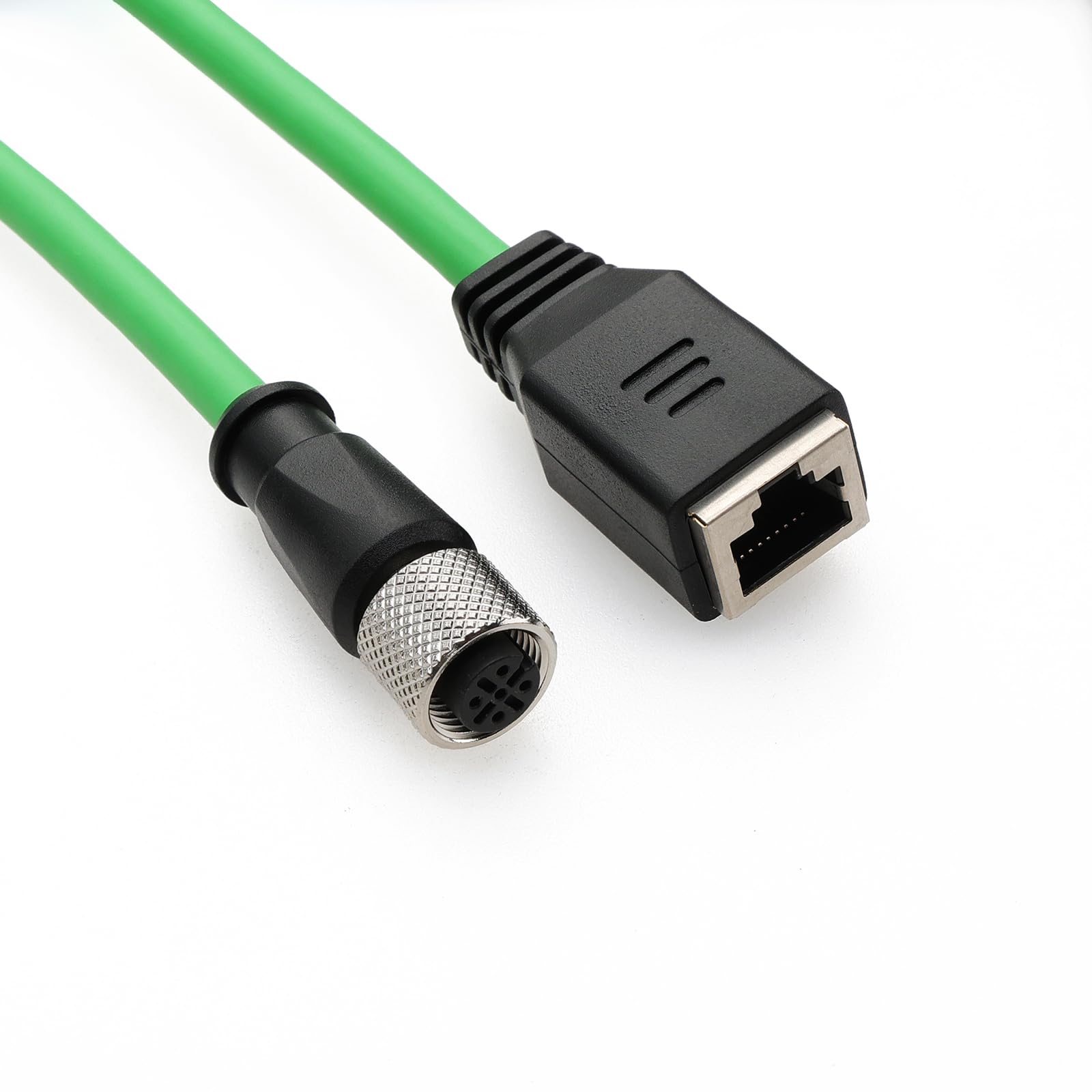 M12 4-pinowa wtyczka do złącza kabla RJ45 M12 kod A do RJ45 żeński High Flex Cat6 ekranowane pole przewodowe zespół przemysłowy gigabitowy przedłużacz sieciowy (żeński do żeńskiego, 8 m)