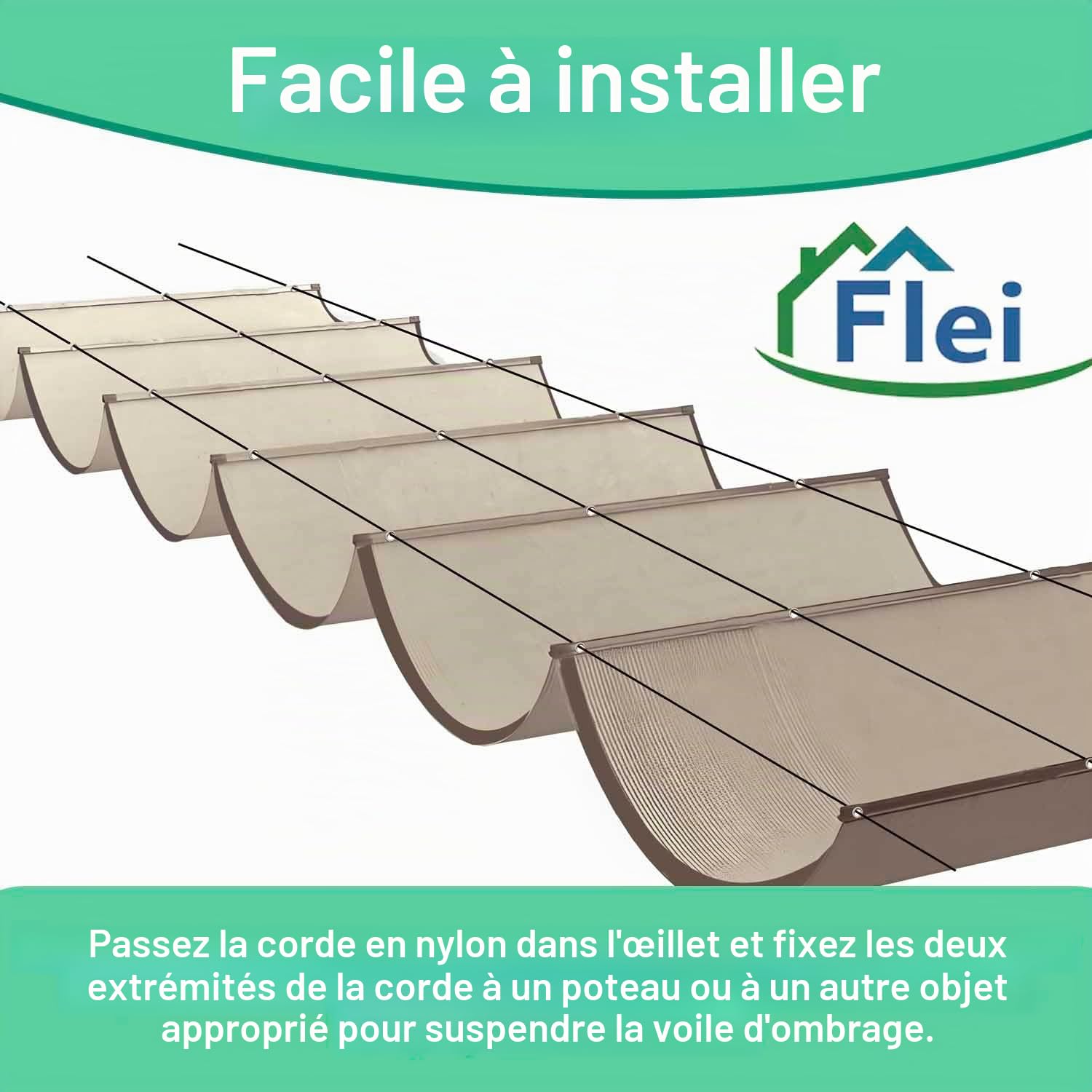 Rétractable Vague Voile-D'ombrage Imperméable 300x350cm(BxL) Pare-Soleil rétractable pour pergola Voile d'ombrage à Vagues coulissantes pour Jardin extérieur arrière-Cour Kaki