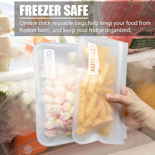 Qinline Reusable Silicone Food Storage Bag Quart size