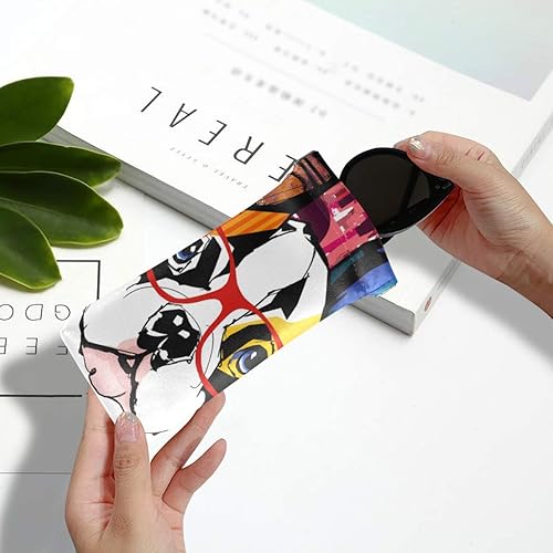 Miniatura 6 de MCHIVER Estuche para lentes de sol, bolsa de lentes de sol de bulldog francés, bolsa de microfibra portátil para hombres y mujeres, Multi