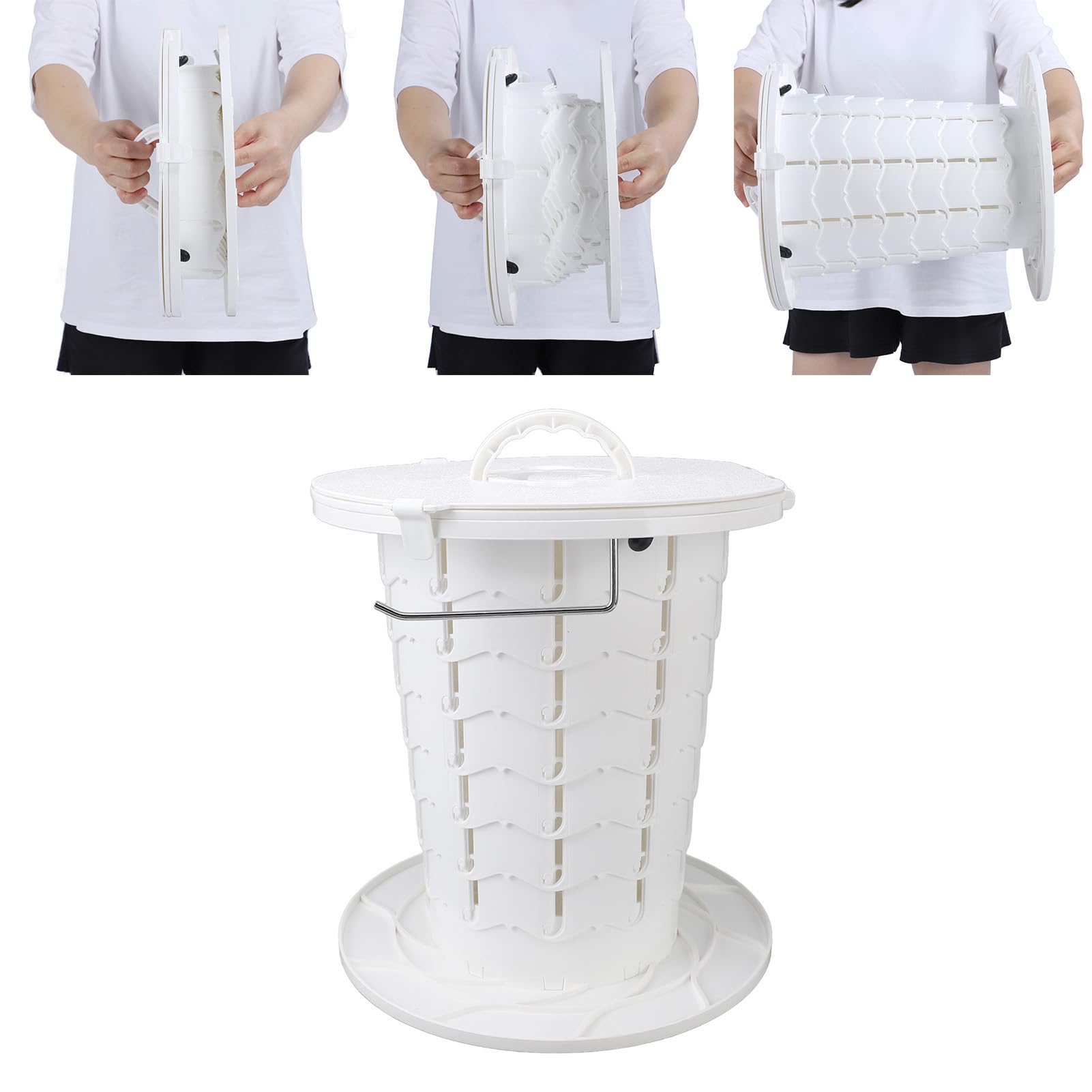 Alomejor Inodoro Retráctil Ajustable para Acampar, Orinal Portátil para Adultos y Niños, Capacidad de Carga de 330,7 Libras, Inodoro de Viaje Plegable Impermeable para Viajes Largos, Senderismo