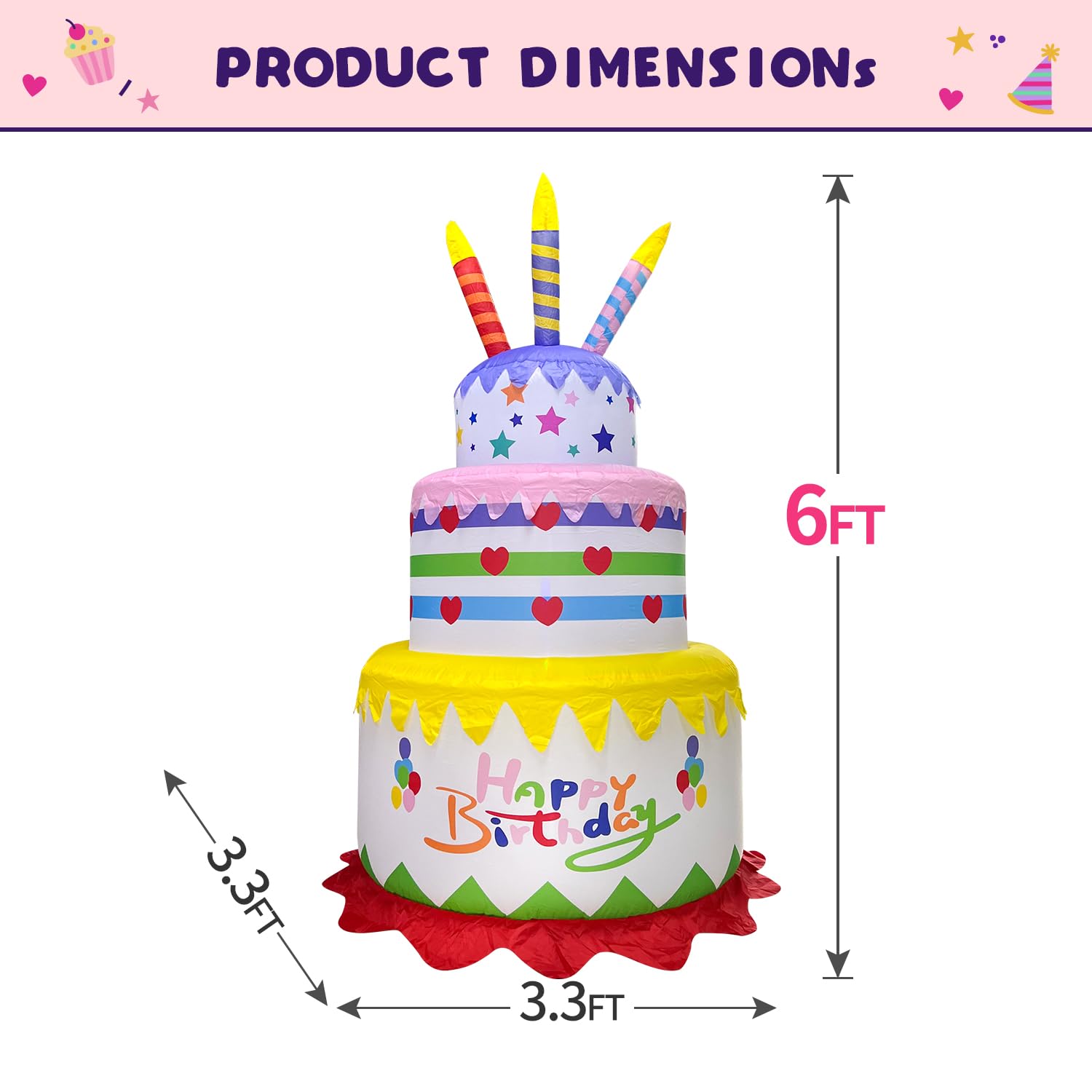 Snapklik.com : DomKom New 6FT Inflatables Birthday Cake Outdoor Decorations