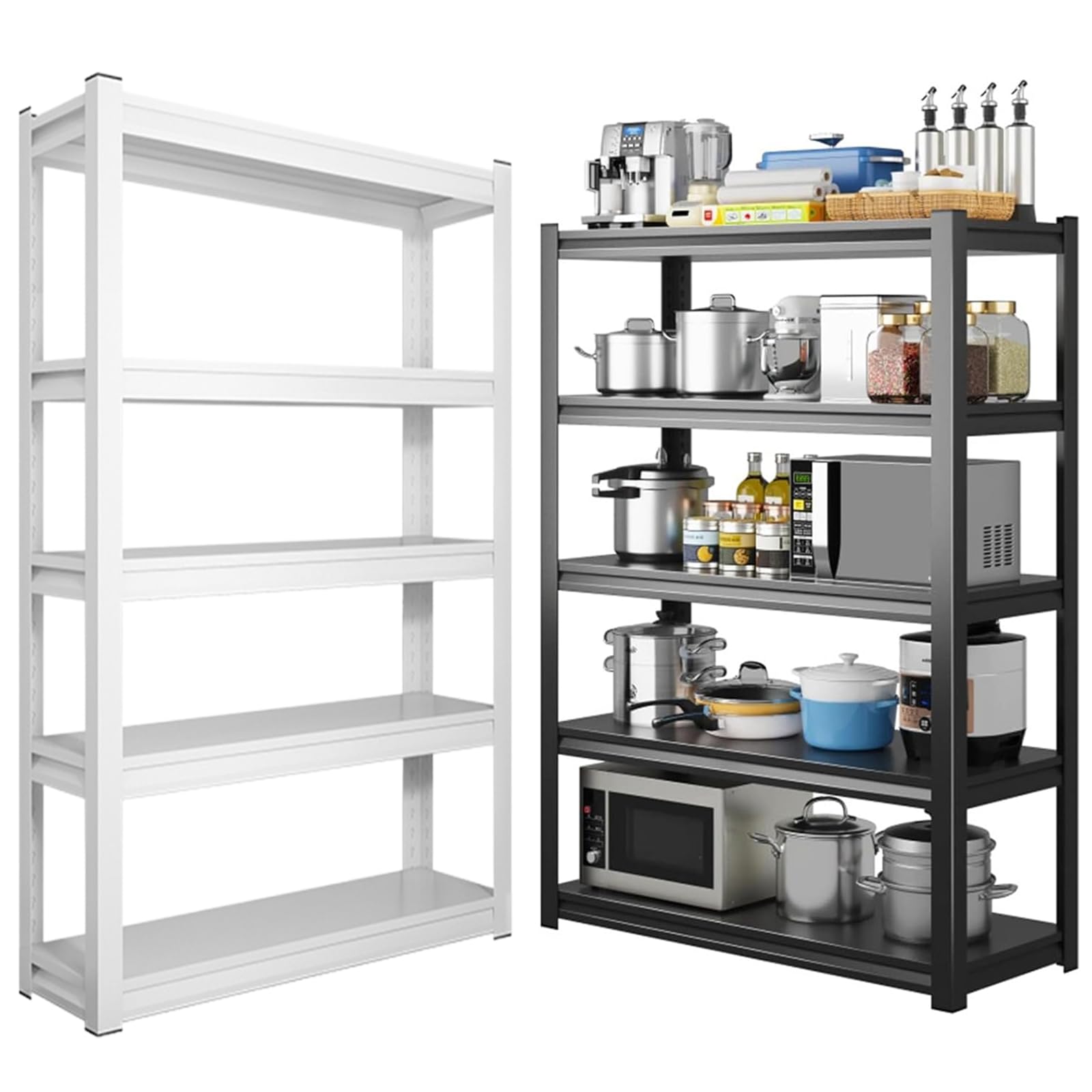 Scaffalatura in metallo resistente a 5 ripiani da 72 pollici - Scaffale regolabile in acciaio per garage, cantina, magazzino - Robusta finitura nera facile da montare, 182,9 cm H x 88,9 cm L x 40,6 cm