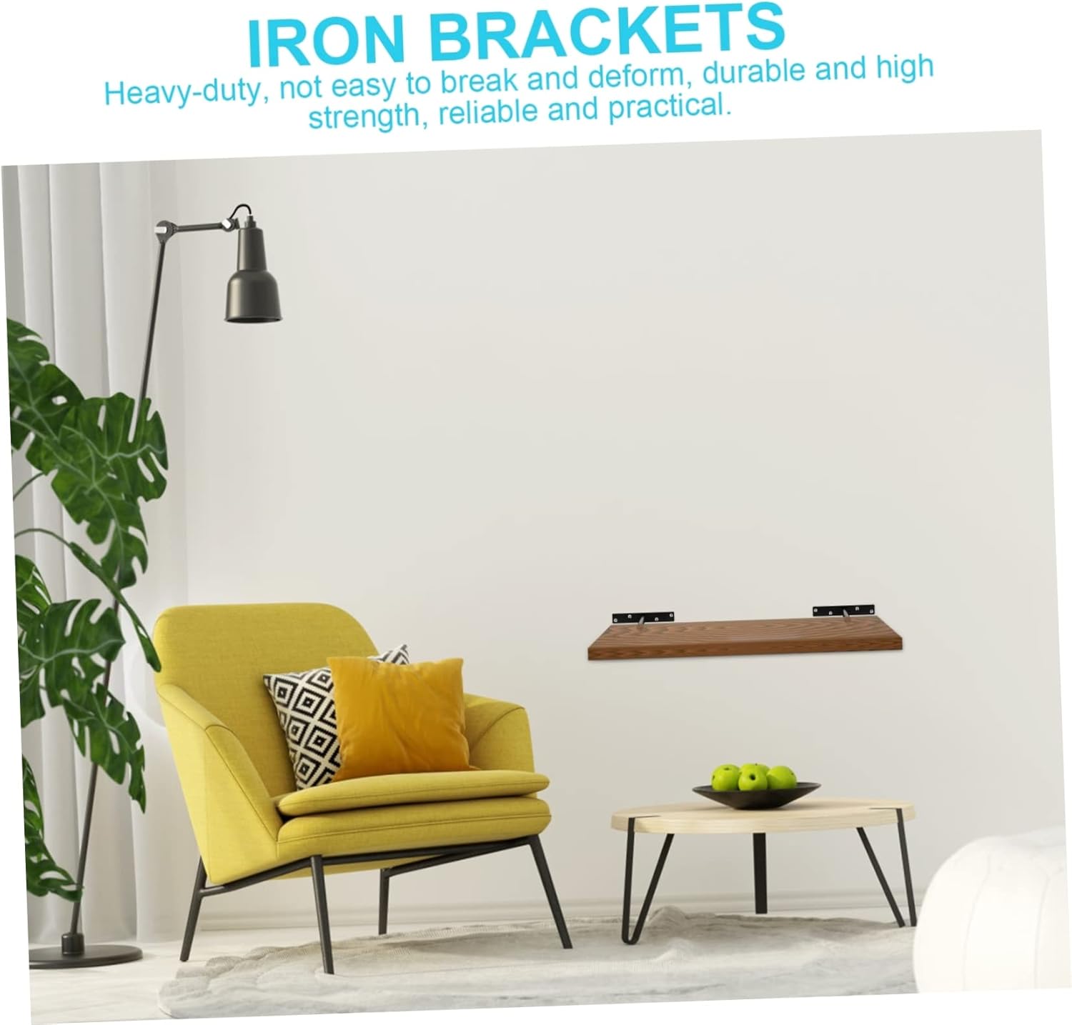 LIFKOME 4 Sets T-Shaped Hidden Wall Shelf Brackets Heavy Duty Iron Support Stand for Floating Shelves Easy Installation for Home and Office Use