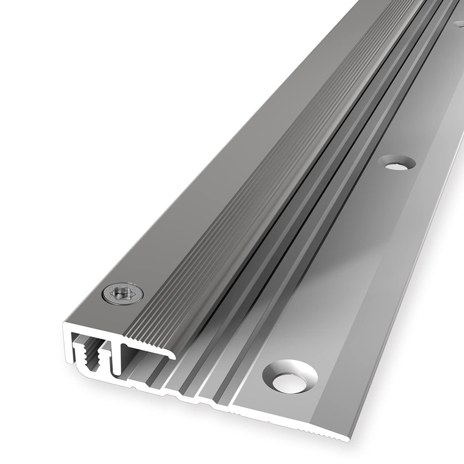 PROVISTON | Profilé de finition sol vinyle | Largeur 17 mm | Épaisseur revêtement 4-9,5 mm | Longueur 2700 mm | Profil d'arrêt | Profilé de rattrapage | Barre de seuil | Aspect inox | 1 pièce