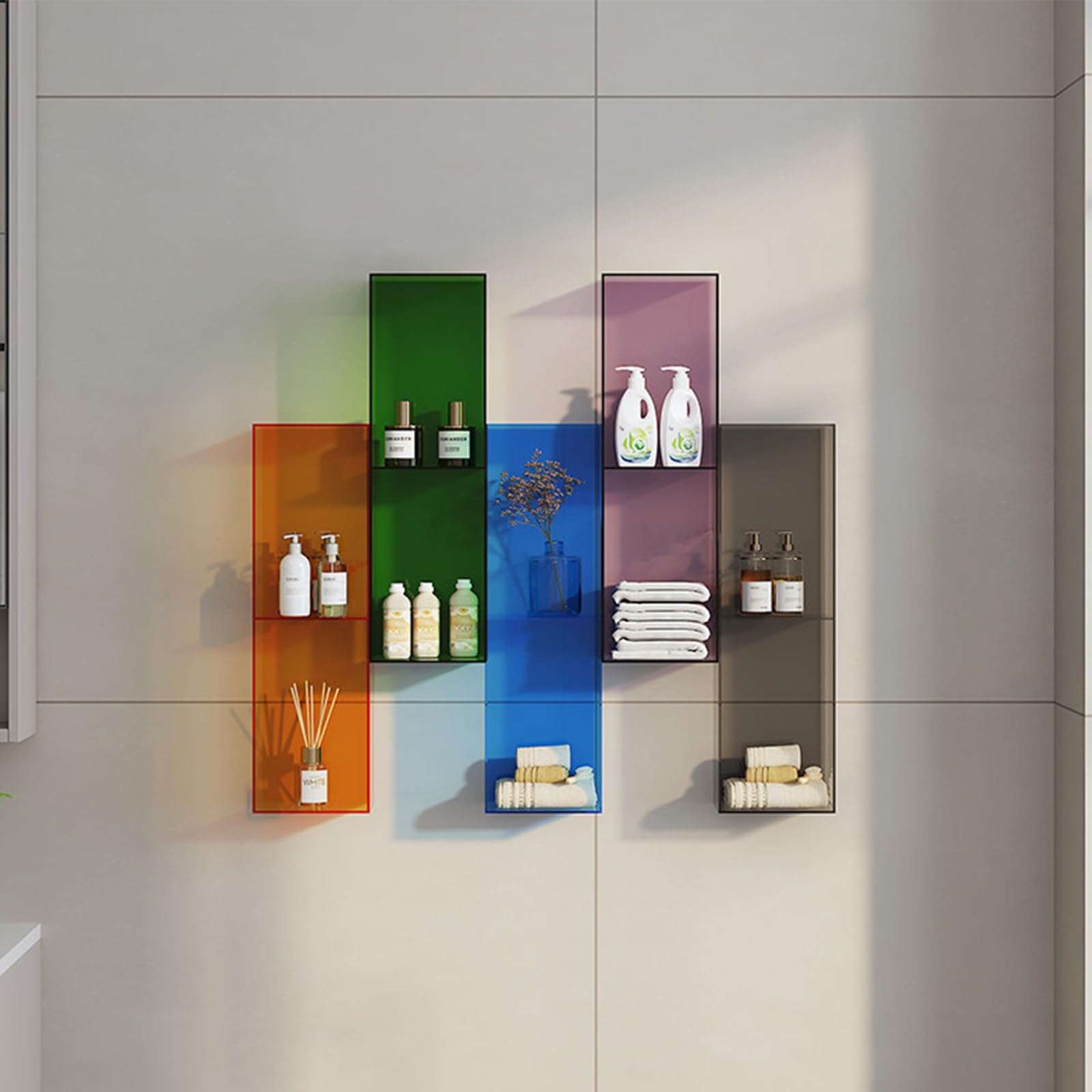 Support de rangement mural acrylique étagères flottantes et porte-revues de salle de bain