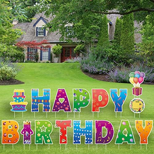 Amazon.com : Happy Birthday Yard Sign With Stakes - Happy Birthday Yard ...