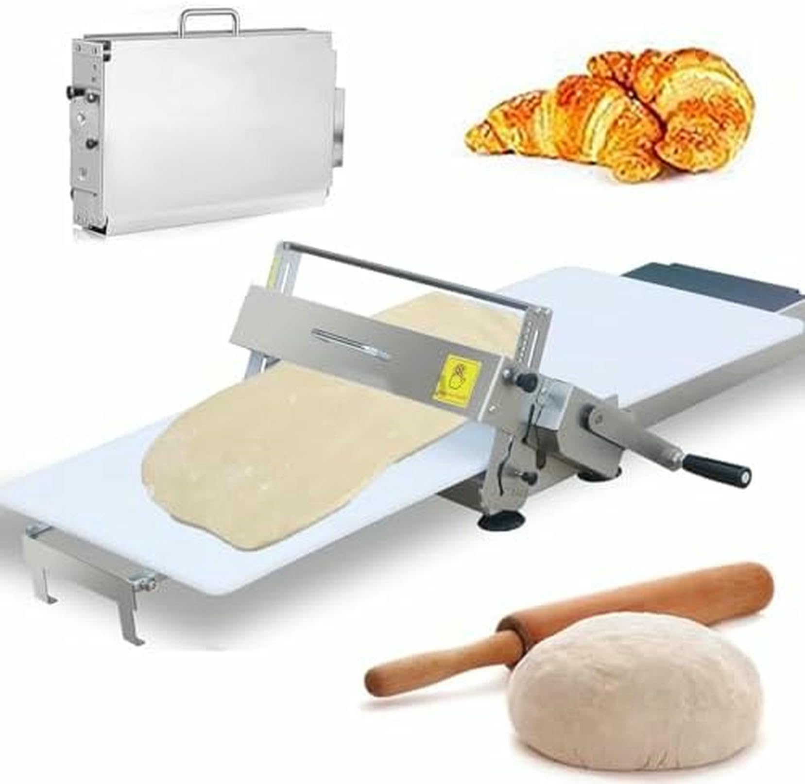 Laminadora De Masa Manual Compacta - Máquina De Rodillo De Acero Inoxidable Con Manivela, Espesor Ajustable Para Laminación De Masa De Hojaldre Y Croissant De Panadería, Diseño Plegable Portátil ~/