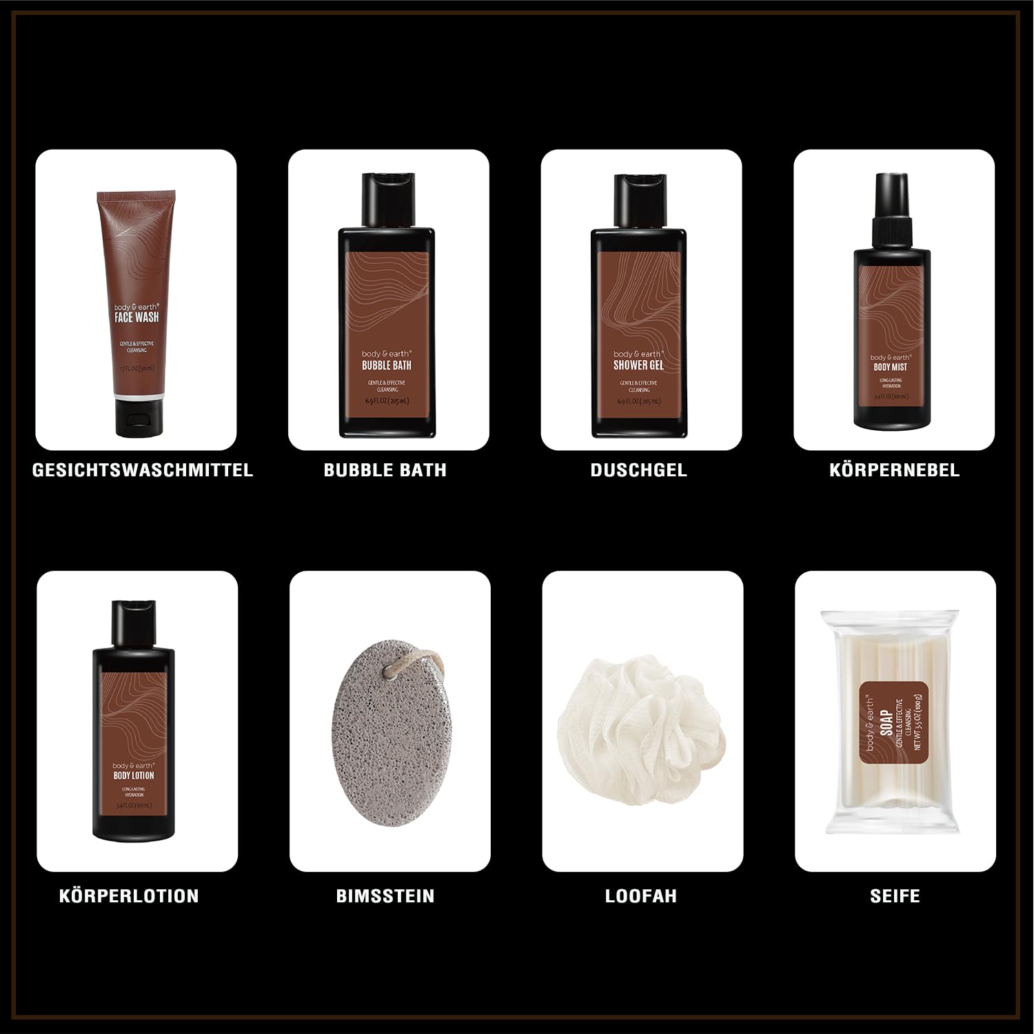 Geschenke für Männer, BODY & EARTH Gift Baskets für Männer Reinigen Geschenkeset für Männer, 8-teiliges Sandelholz Duft Herren Geschenkset, Geburtstagsgeschenke, Vatertagsgeschenk