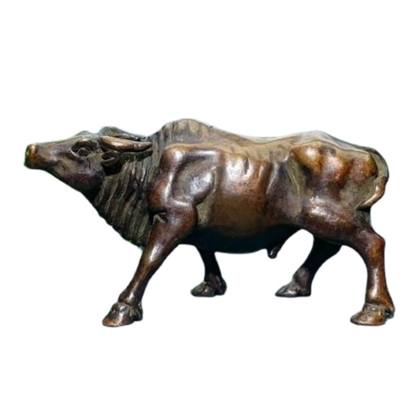 NGDFGR Retro Brass Zodiac Ox Figurines,Copper Animals Bull Statue Sculpture Crafts Collection Desktop Ornament Home Sand Table Bookshelf Decor Accessories Study Paperweight