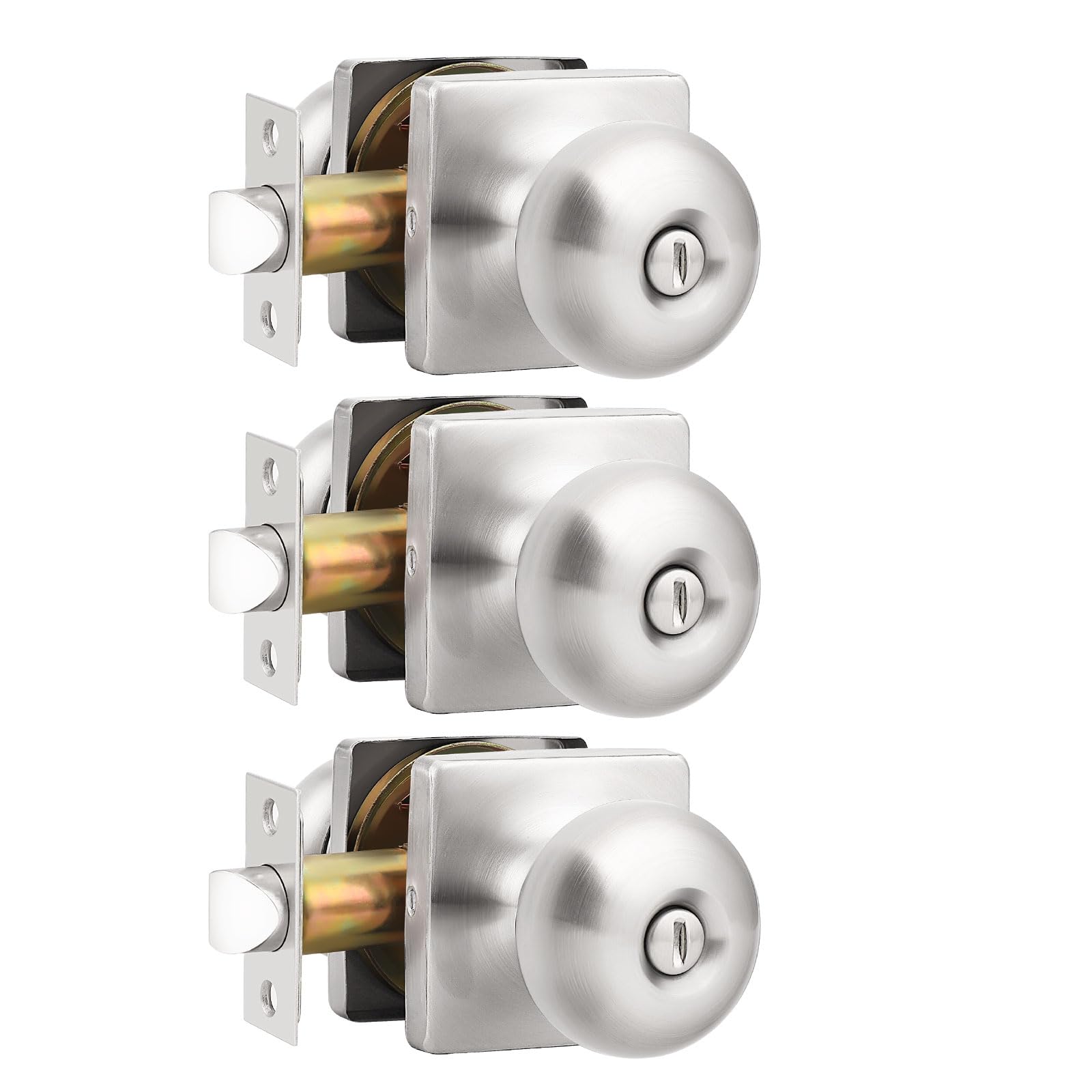 Brushed Nickel Privacy Door Knobs - Lockable & Secure -14