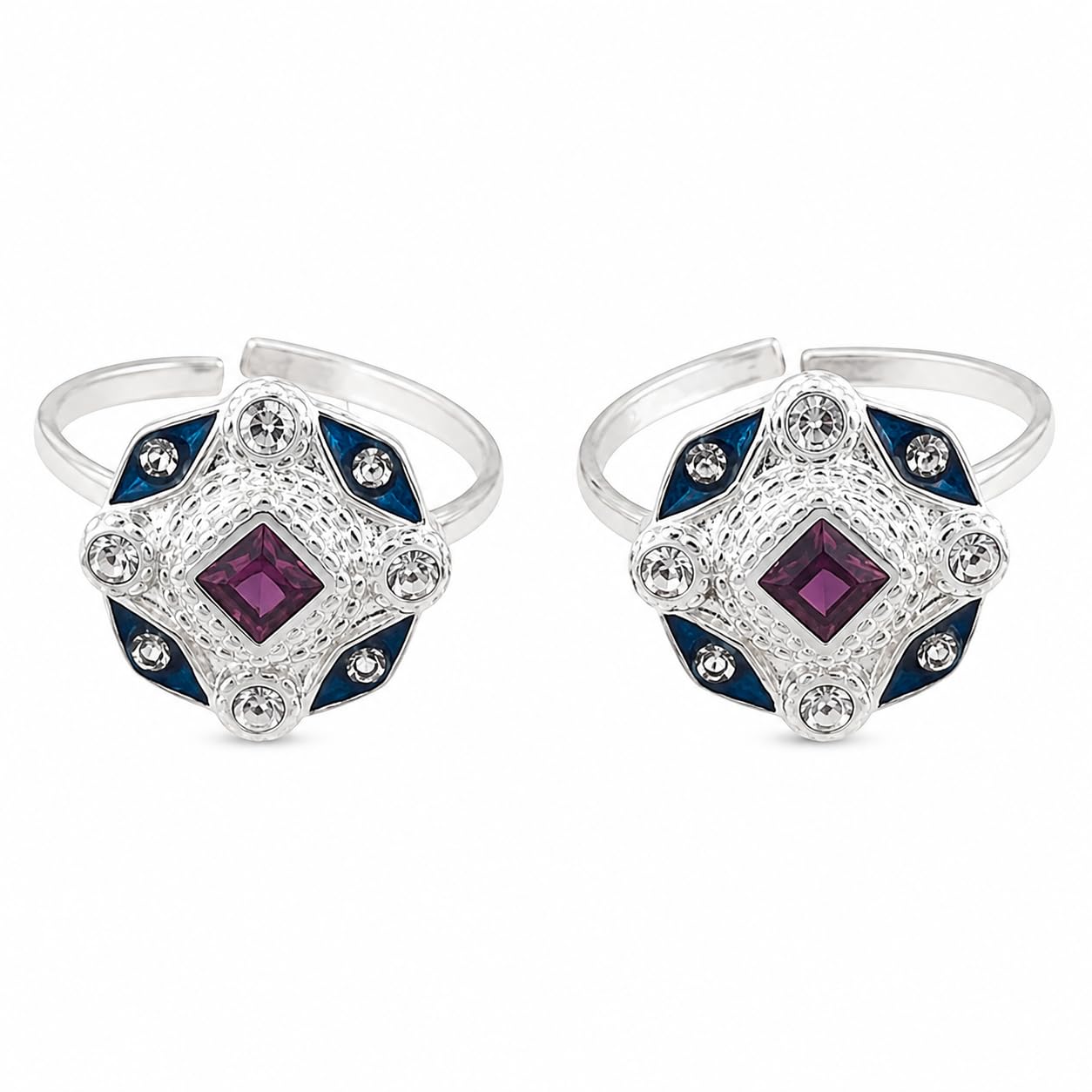 sahiba gems Pur4 Silver (Chandi) Designer Zircon Toe Ring Bichhiya For Women ~ 2 Pieces ~ 4.700 Grams-picture-39