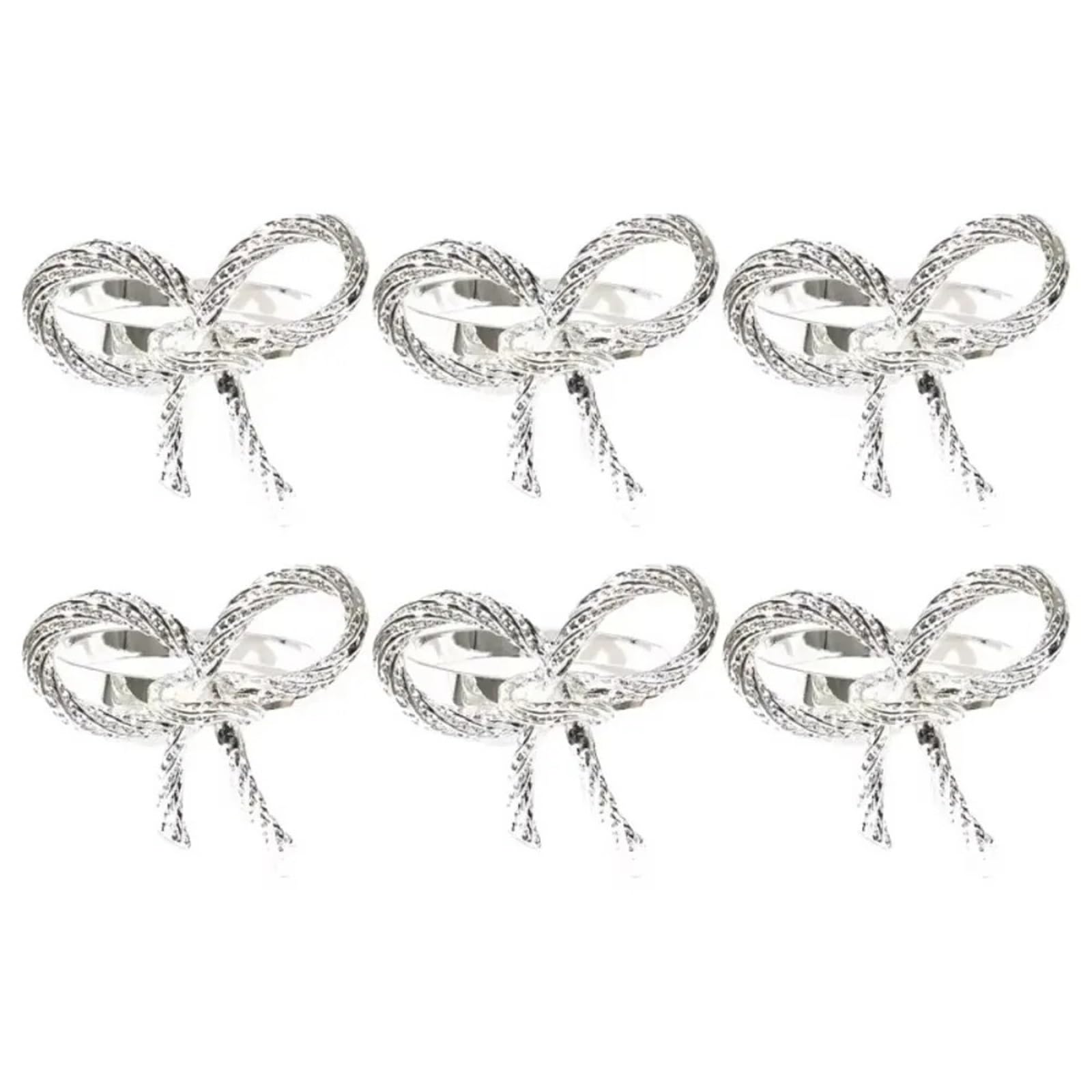 Zinc Alloy Bow Knot Napkin Rings Set of 6 Elegant Metal Napkin Holders for Dinner Party