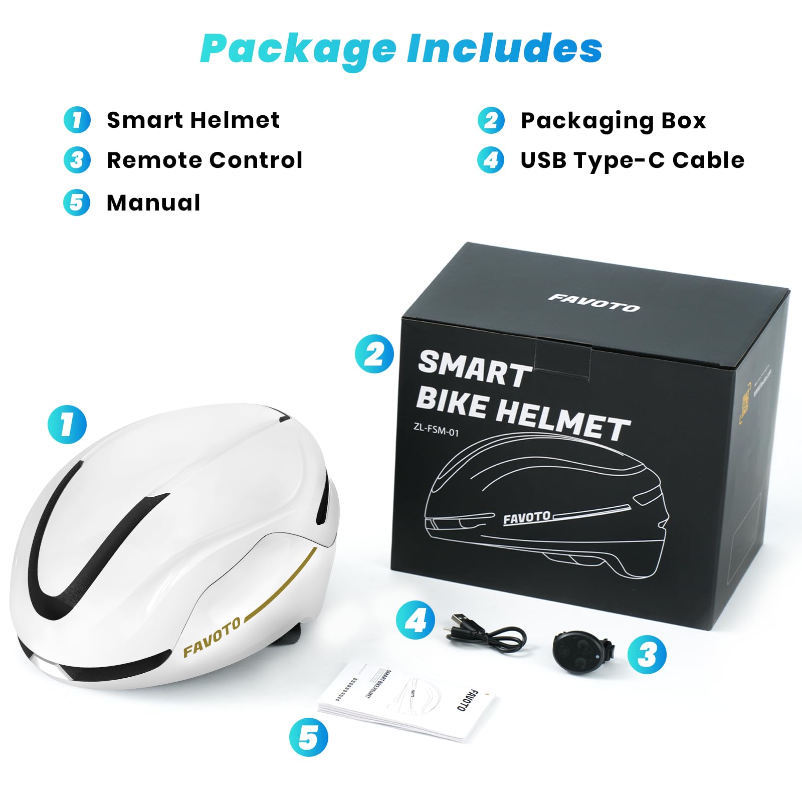 Favoto Inteligente Casco Bicicleta Adulto - Casco Inteligente para Bicicleta con 5 Modos De Luz Trasera Y Control Remoto Tecnología EPS In-Mould