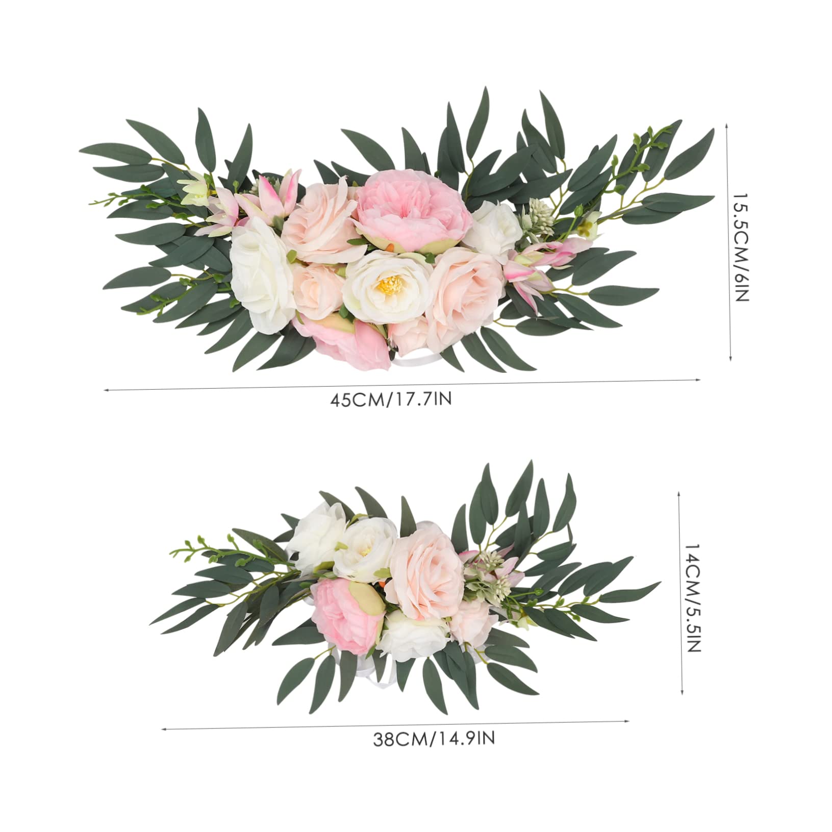 PRETYZOOM Arc De Mariage Fleurs Artificielles Swag Décoration Cérémonie Signe De Bienvenue Ensemble 2 Pièces 17.72X6.10X1.97 in pour Fête Mariage Maison