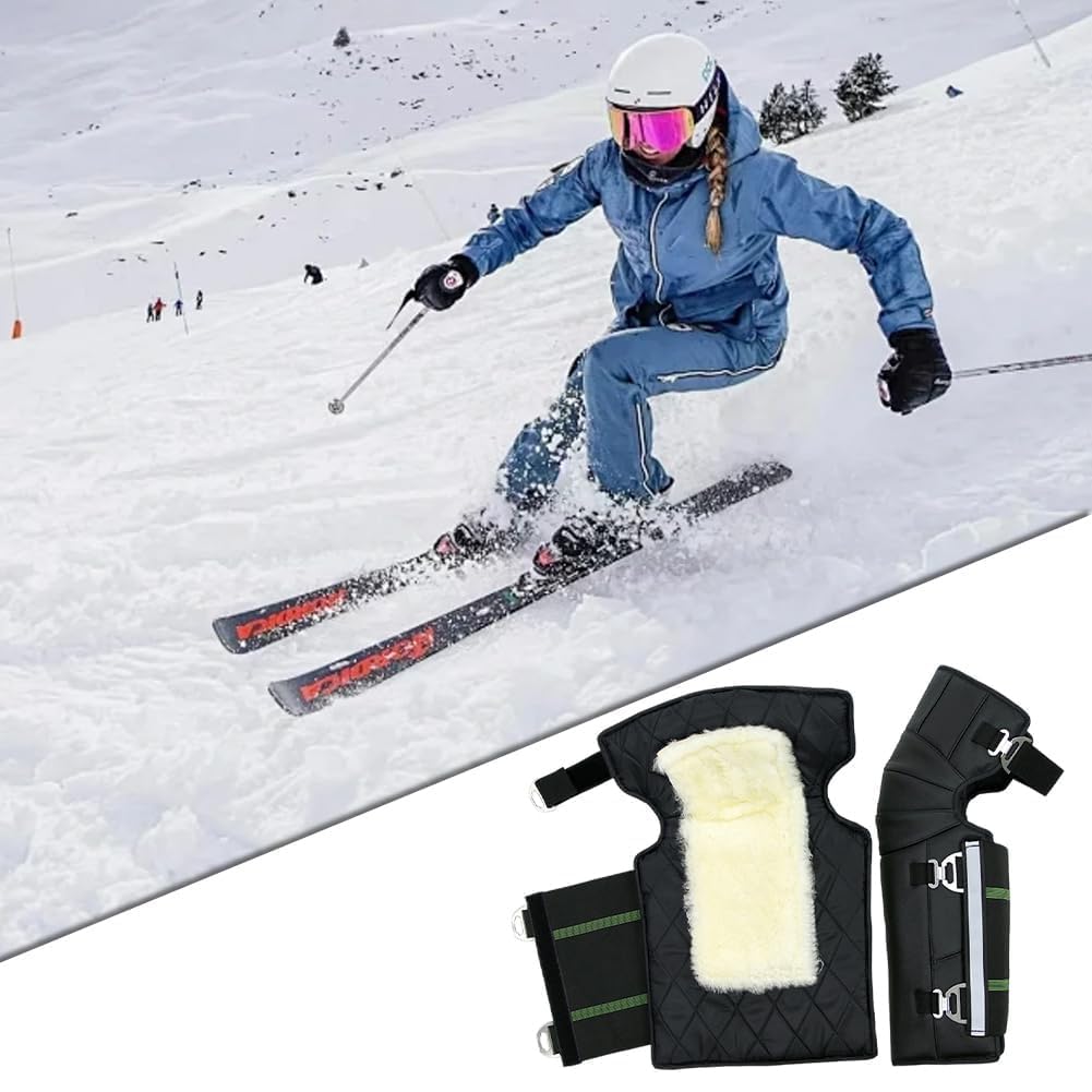 Inverno Mantieni Caldo Ginocchiere per Moto, Ginocchiere Motociclistiche Pelle, Fodera in Lana Rinforzato e Caldo per Snowboard, Equitazione, Sci, Motocross