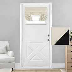 RYB HOME Room Darkening Blinds for French Door, Privacy Thermal Insulated Tricia Cover Room Darkening Window Curtains for Patio French/Front Door, W26 x L20 inch, 1 Panel, Greyish White