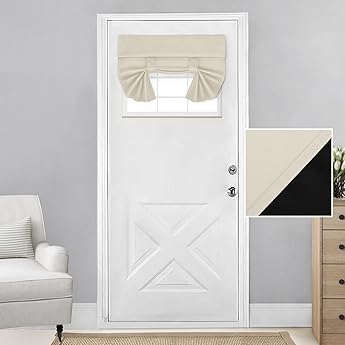 RYB HOME Room Darkening Blinds for French Door, Privacy Thermal Insulated Tricia Cover Room Darkening Window Curtains for Patio French/Front Door, W26 x L20 inch, 1 Panel, Greyish White