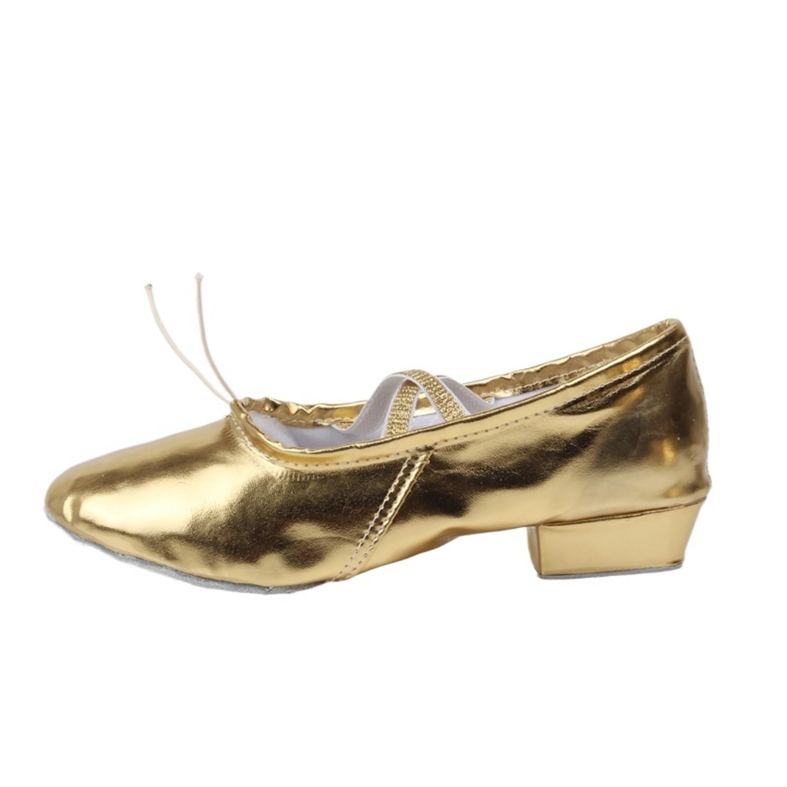 Zapatillas Ballet Niña Zapatos de Baile for profesoras con Tacones, Zapatillas for Adultos, Suelas Blandas, Tacones Dorados y Plateados, étnicos, Zapatos de Baile étnicos.