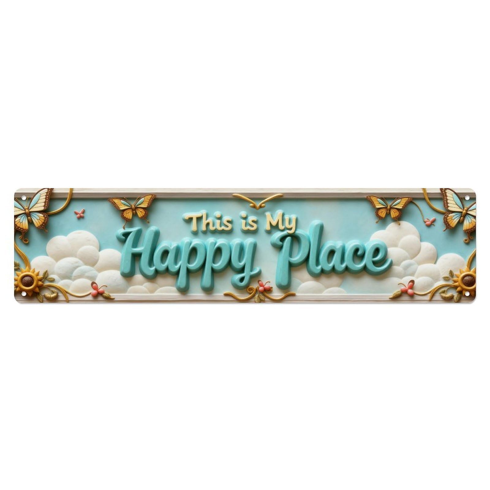 Butterfly Clouds Sunflowers Flowers Text Metal Tin Sign Plaque