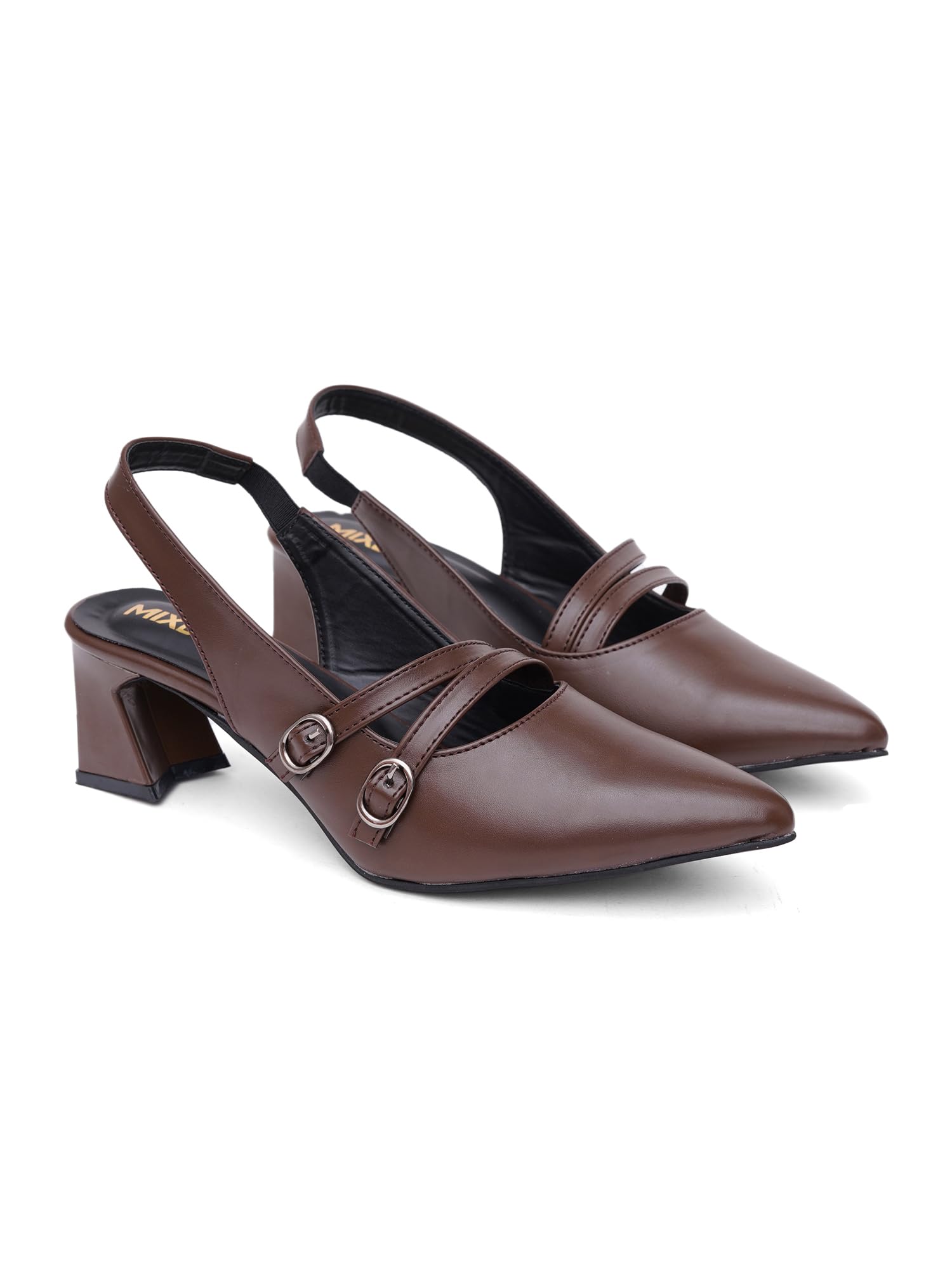 Women's Elegant Pointed Toe Slingback Block Heel Sandals with Double Buckle Straps | Fashion Heels for Party, Office & Casual Wear-image-23