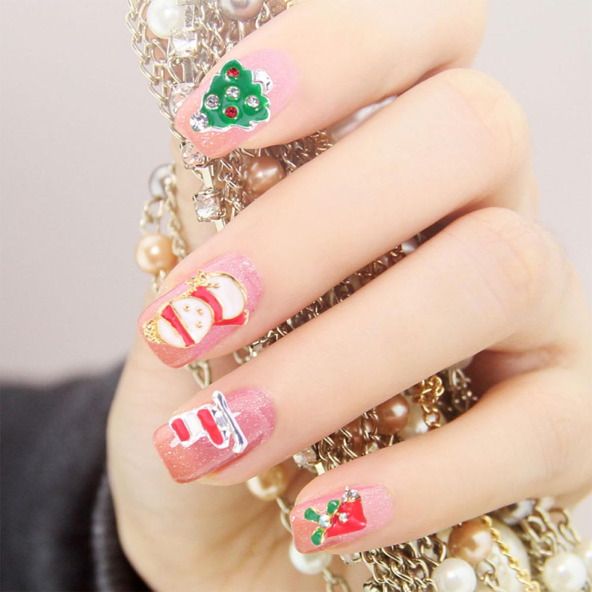 Healeved Charm Natalizi Per Unghie Con Strass e Fiocchi Di Decorazioni Nail Art Per Manicure Fai Da Te e Party