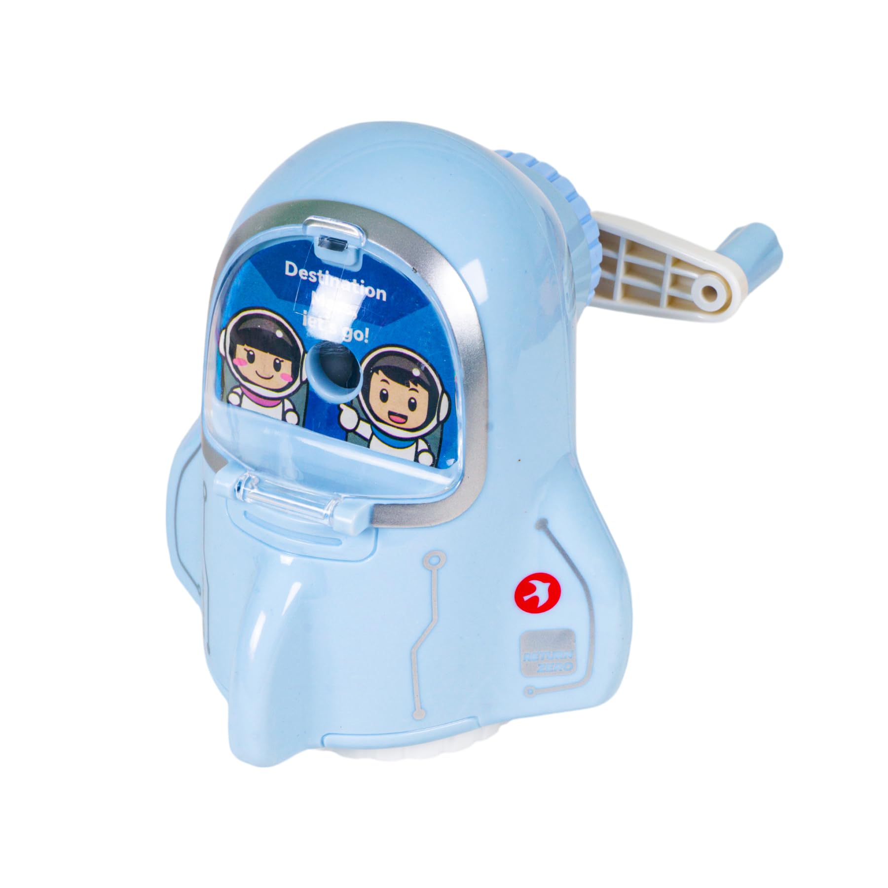 WISHKEY Cute Astronaut Design Pencil Sharpener for Kids, Cool Shape Pencil Cutter, Table Top Manual Pencil Sharpener, School Stationery Gift Set for Boys and Girls, Pack of 1 (Assorted)