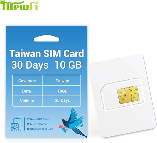 Tarjeta SIM de Taiwán 30Days 10GB, solo datos prepagados Tarjeta SIM, Activación requerida, Tarjeta SIM 3 en 1, Nano, Micro, Estándar, Se Puede