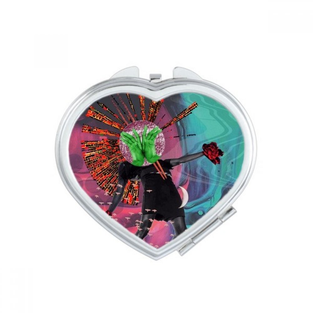 Miroir de poche maquillage abstrait pour retouches en voyage et sorties
