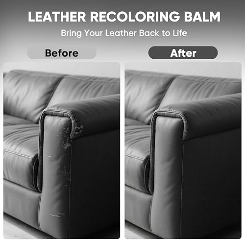 Miniatura 10 de Bálsamo de recoloración de cuero, kit de reparación de cuero de 10 onzas para muebles, restaurador de color de cuero, tinte de cuero para recolor,