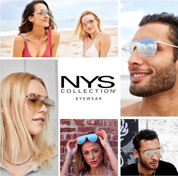 NYS Collection Rimless Oversized Flat Top Shield Sunglasses for Men Women – Aviator Style, 100% UV400 Protection3