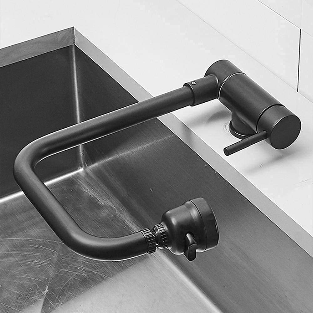 Robinet d'évier de cuisine mitigeur noir extensible et rabattable