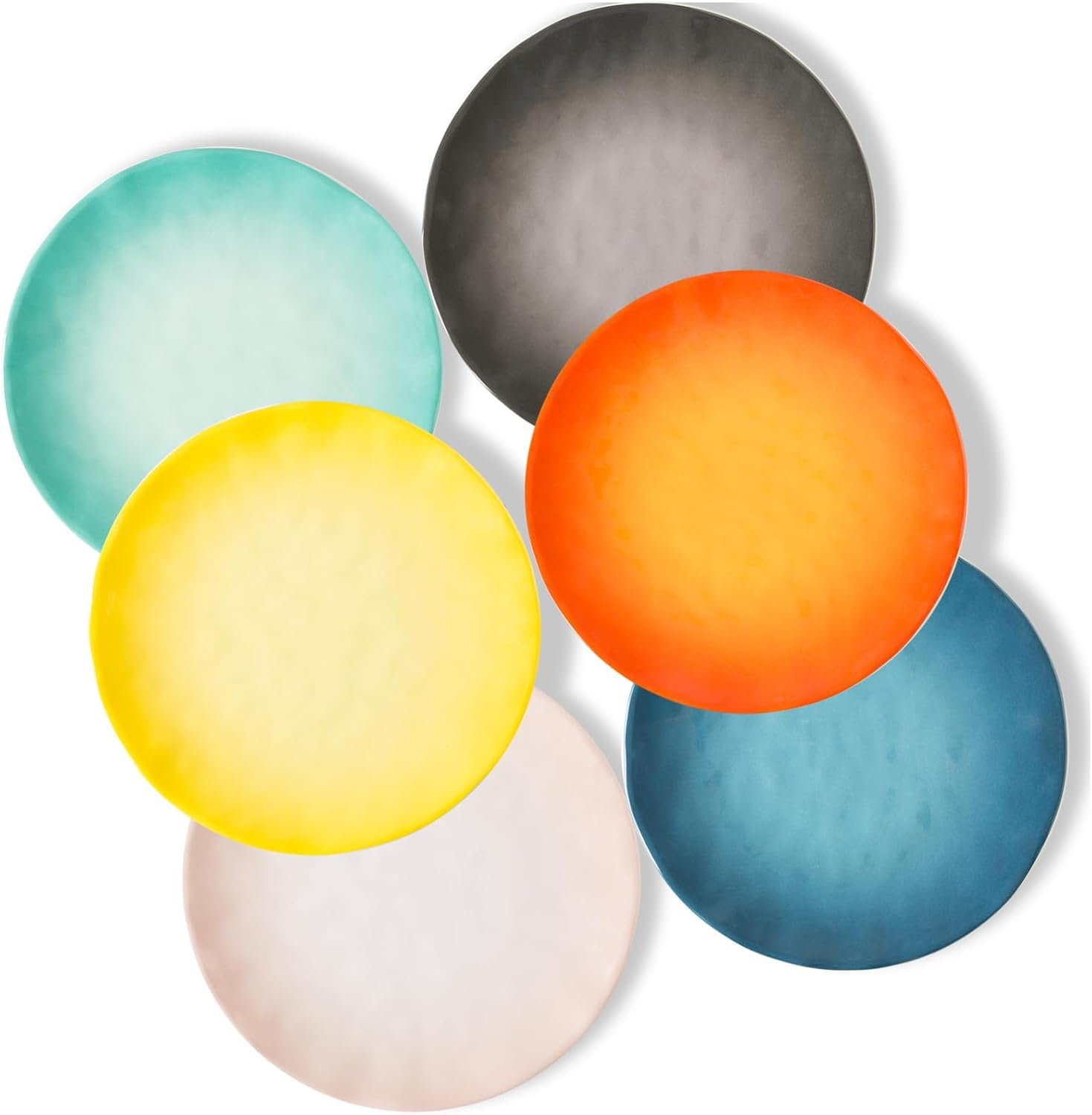 Melamine Dinner Plate Plastic Bread Butter Plates Set of 6 Pcs 11 inch Lightweight Shatter Proof Chip Resistant Dishwasher Safe (Multicolor)