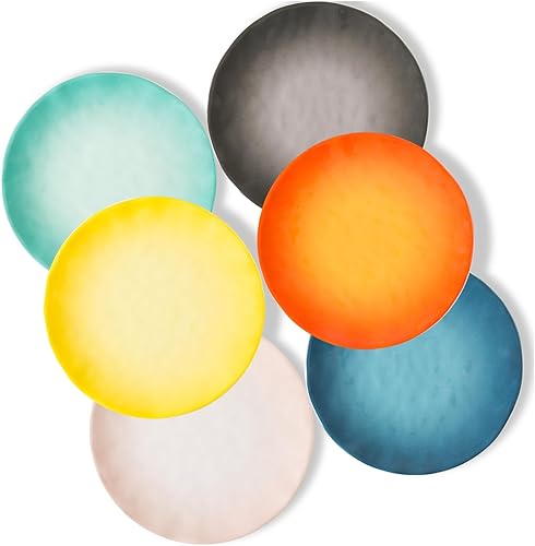 Miniatura 2 de Plato de melamina de plástico para pan y mantequilla, juego de 6 piezas de 11 pulgadas, ligeros, a prueba de roturas, resistentes a astillas, aptos