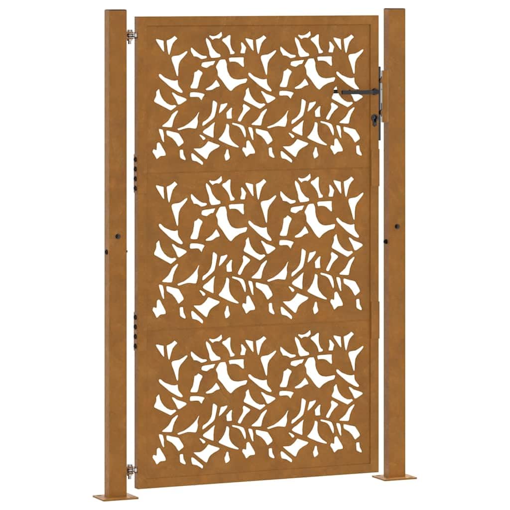 vidaXL Gartentor 100x125 cm Wetterfester Stahl Blatt-Design, Zauntor, Outdoor Tor, Eisentor, Sicherheitstor, Einfahrtstor, Metall Zauntor