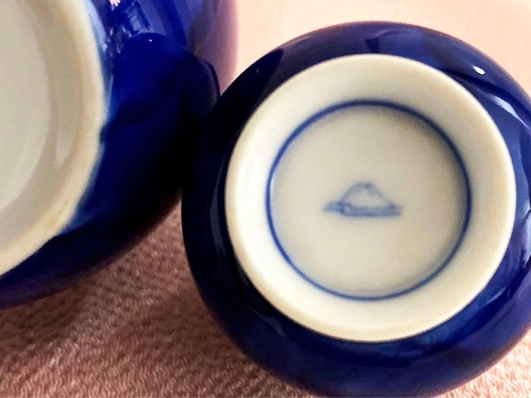 深川製磁 二人具酒器揃 染付花鳥外濃(そめつけ か