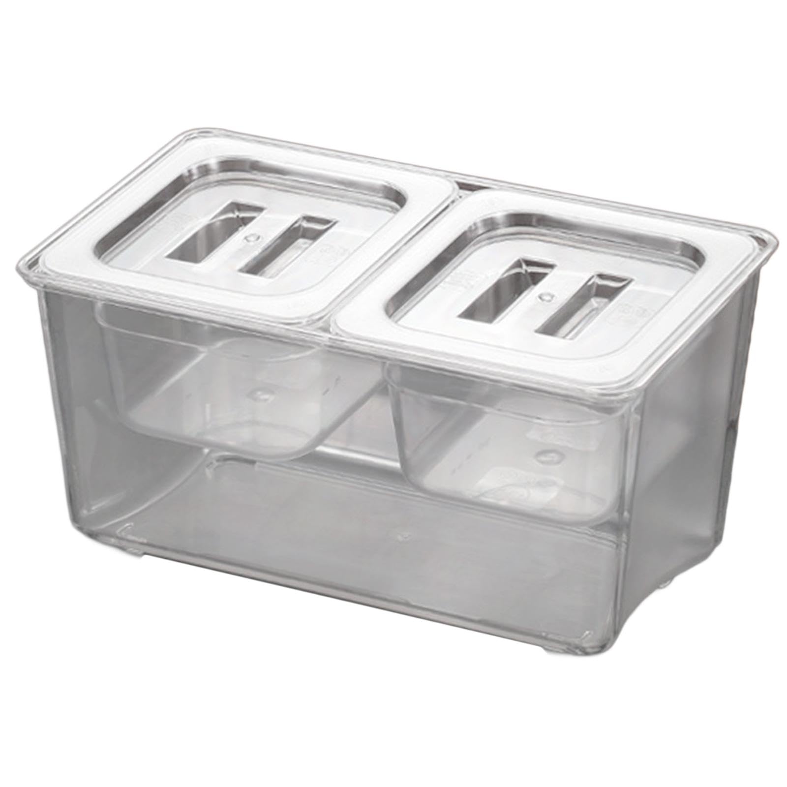 perfk Contenitore per condimenti refrigerati per Piccoli ingredienti Contenitori Rimovibili Scatola per condimenti visibile per Negozio di tè al Latte, 2 Scomparti