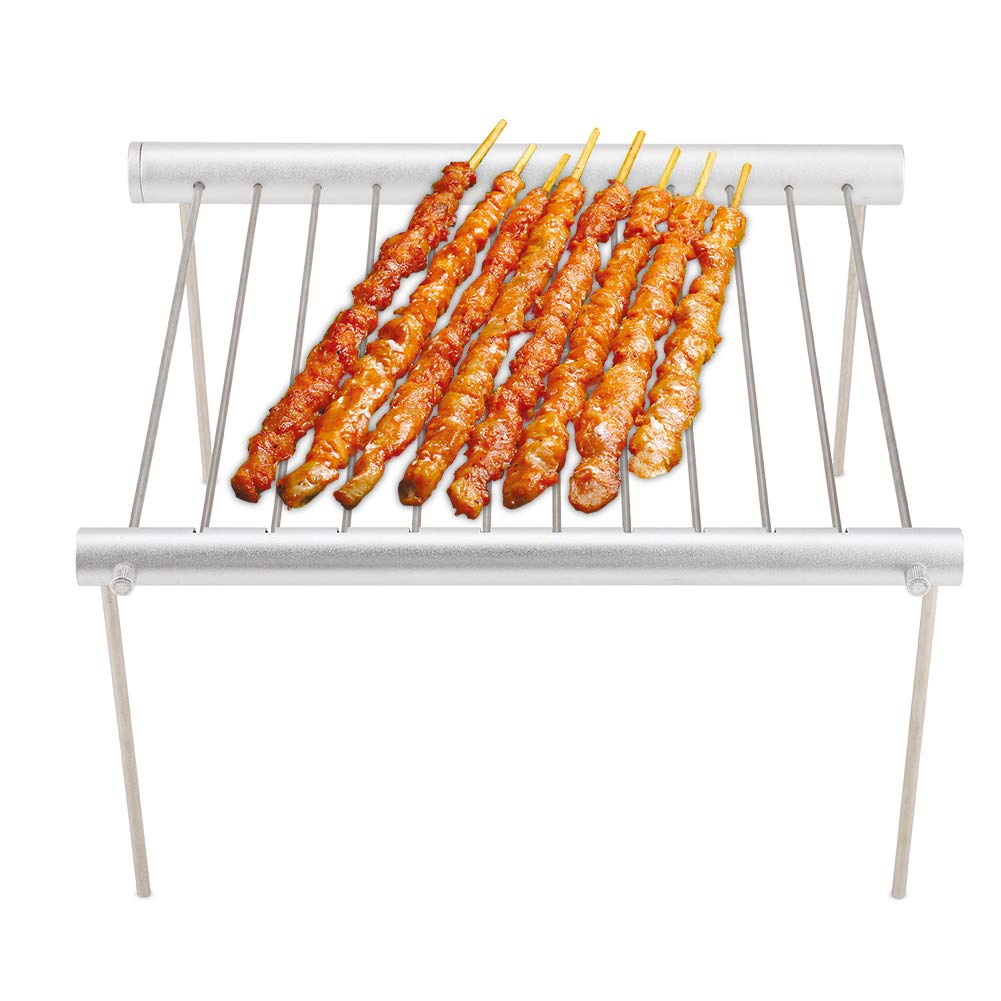 lyrlody Parrilla para Acampar, Parrilla de Barbacoa Plegable de Acero Inoxidable