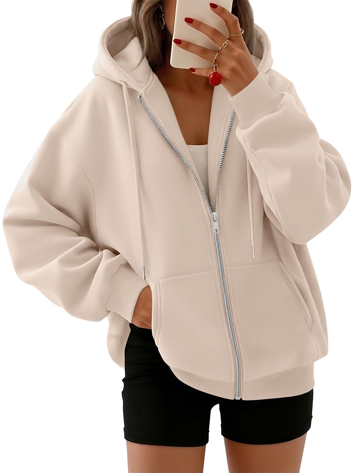 Trendy Queen Womens Zip Up Hoodies 2026 Oversized Sweatshirt