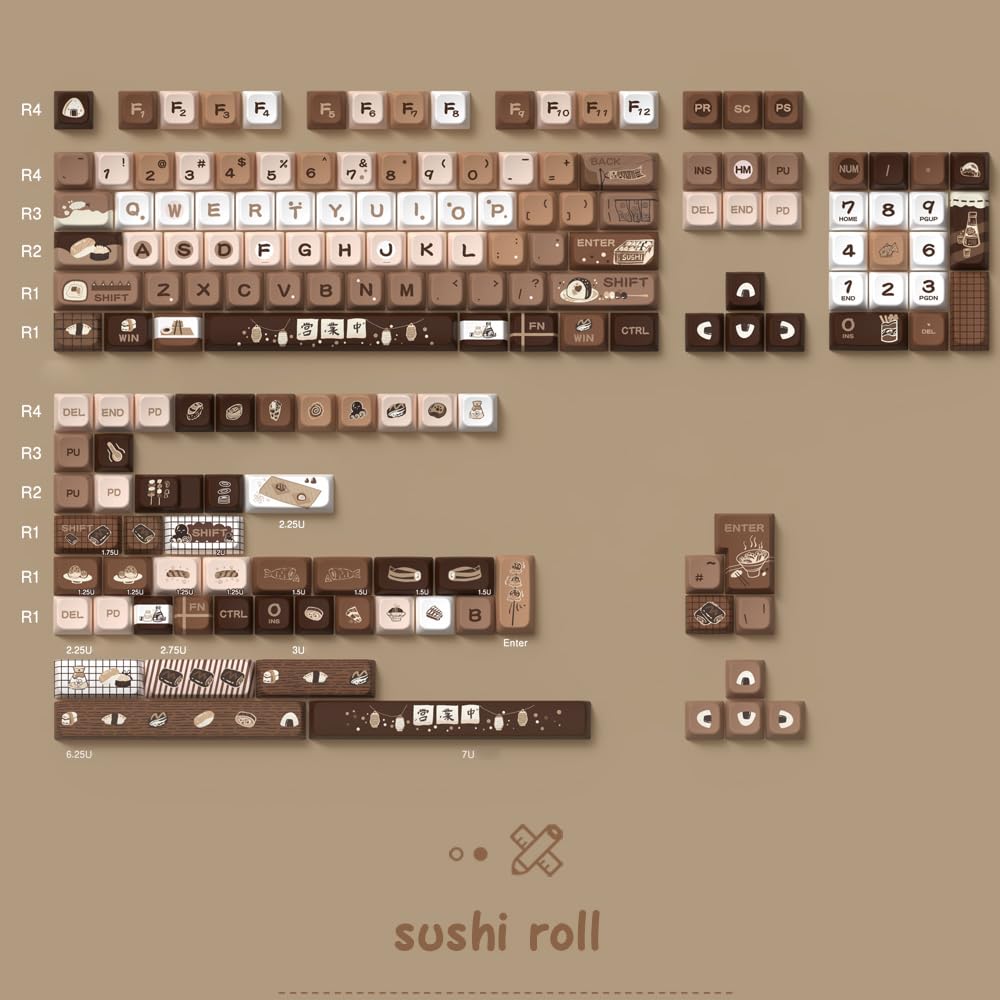 Daixiahu Flower Language Tastenkappen – 158 PBT-Kappen, MDA-Profile – Für Mechanische Tastaturen (61/87/104/108 Tasten)