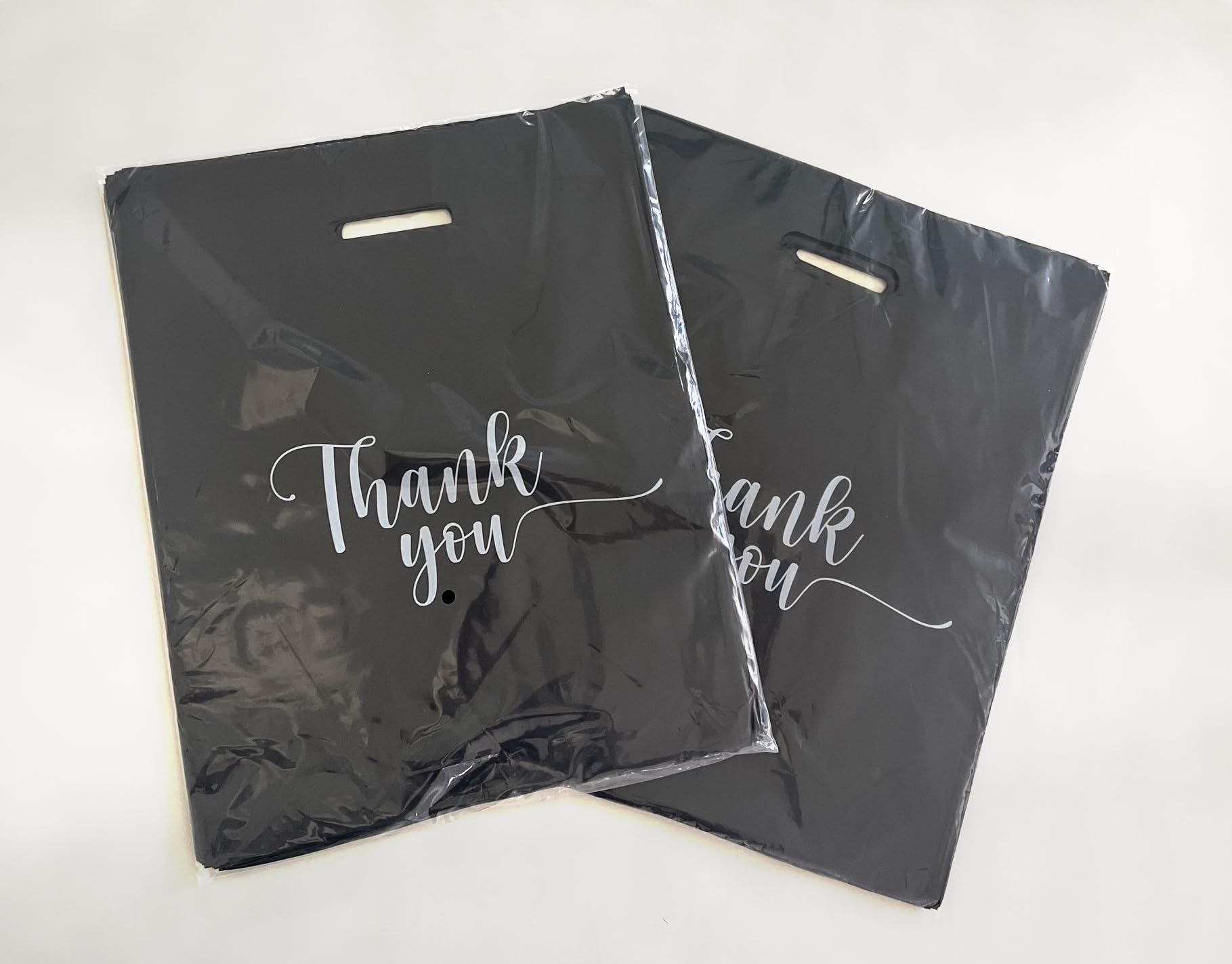 PEUTIER 100pcs Clear Thank You Bags, Plastic Shopping Bags With Die-cut Handles For Party Favor, Small Business - View #9