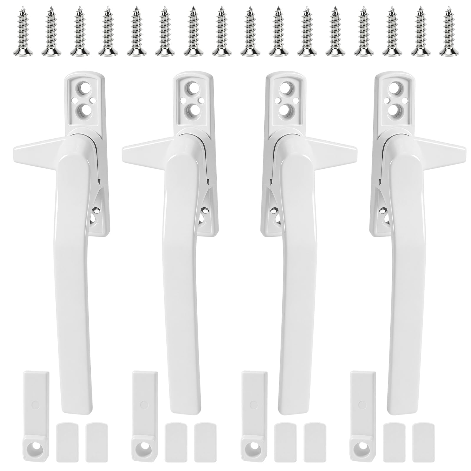 4 PCS Window Handles for Upvc Windows, Window Handle Replacement Durable Aluminum Alloy, Double Glazing Handles for Windows and Sliding Doors (White)
