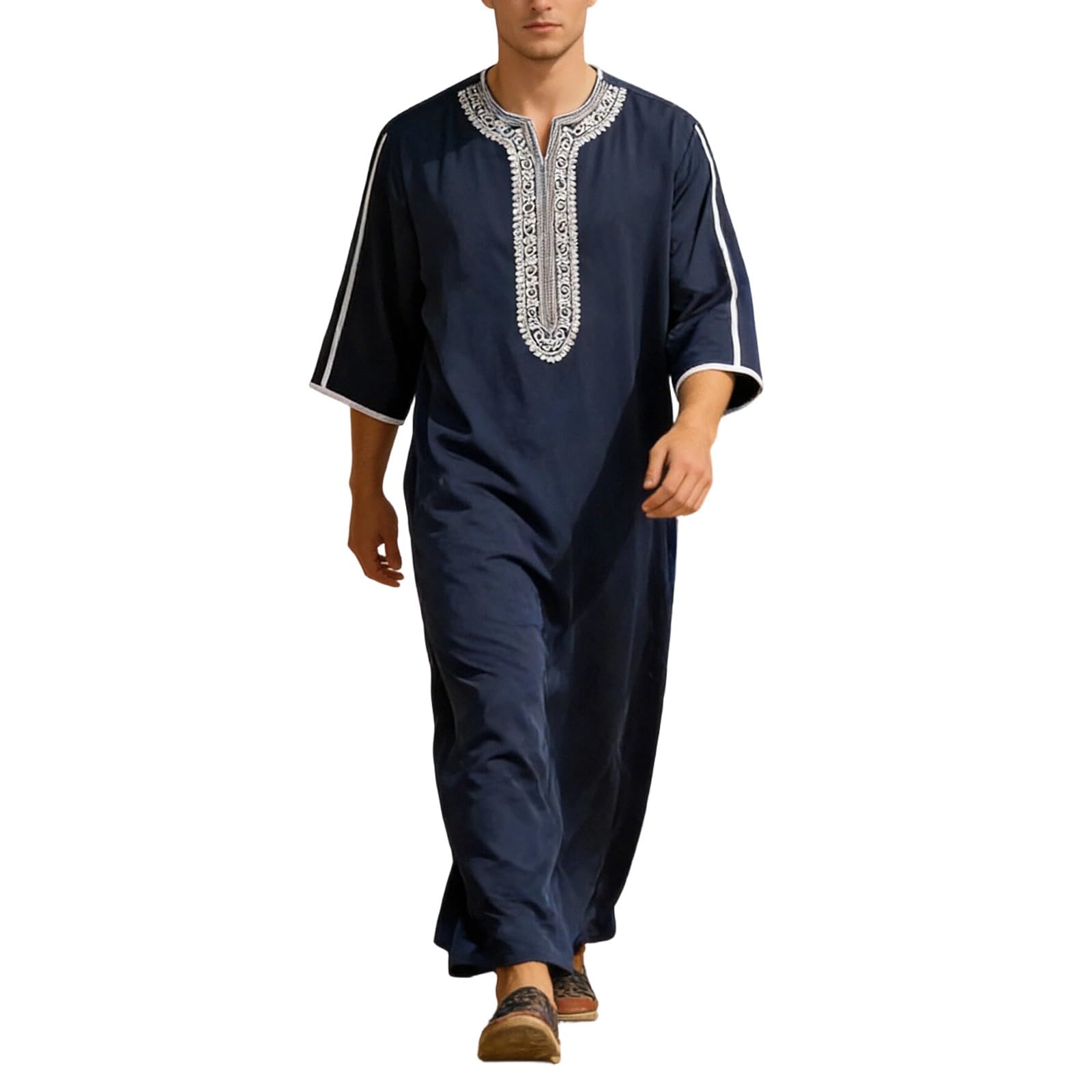 Muslim Dresses Men's Prayer Clothing for Men Muslim Kaftan Abaya Dubai Robe Arabic Clothing Middle East Ethnic Kandoura Saudi Style Thobe