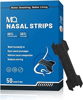 MQ 50ct Nasal Strips for Snoring Black Nose Strips for Breathing Extra Strength Snore Strips to Open Nasal Passages, Relieve Nasal Congestion